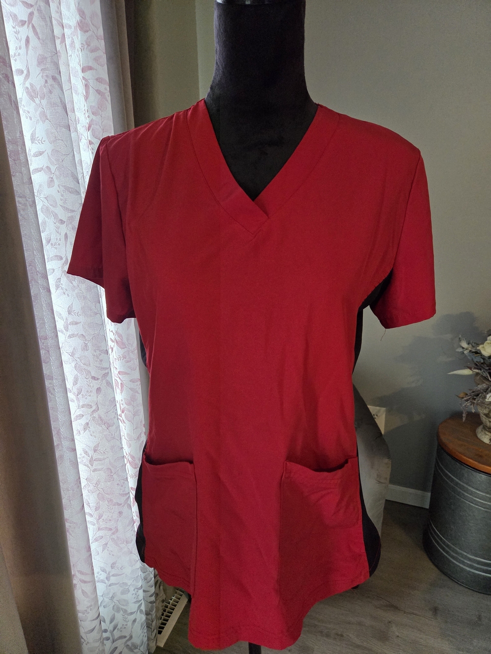 Barco Uniforms Deep Red V-Neck Short Sleeve Scrub Top